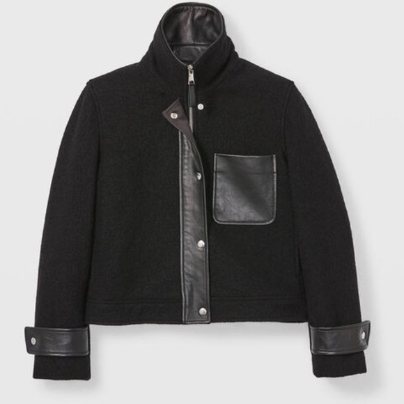 Club Monaco Cropped Leather Jacket - Picture 4 of 13